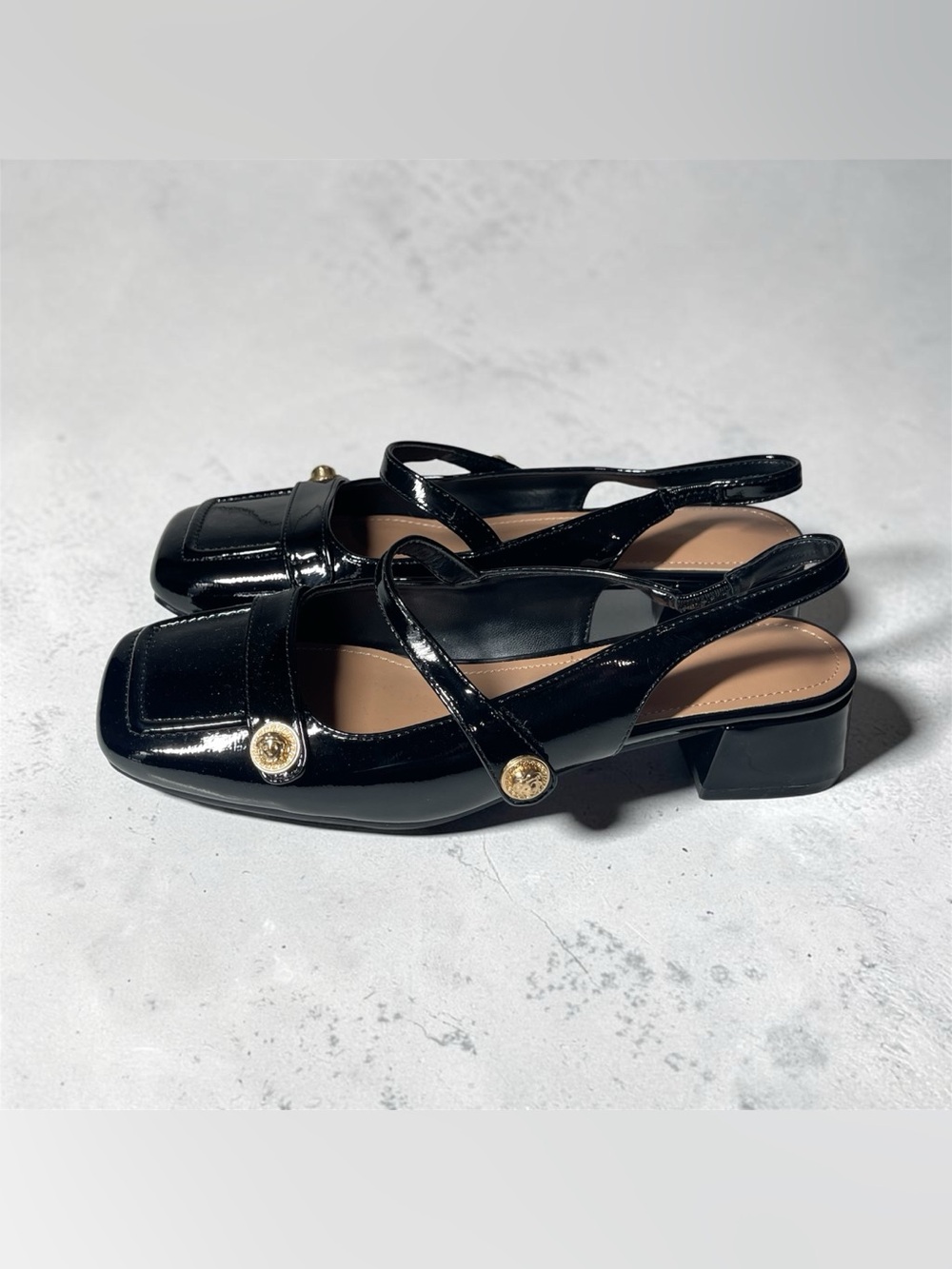 Mary Jane Square Toe Ankle Strap Flats Buckle Shoes Women’s Size 9 Black